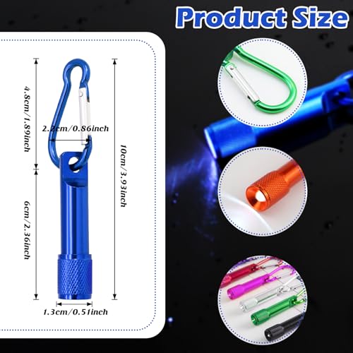 CZBRO 60 Pack Mini Keychain Flashlights Bulk, Ultra-Bright LED Metal Carabiner Clip Lights,Compact Emergency Lights for Camping, Hiking, Cycling, Survival Kits(60) - Image 2