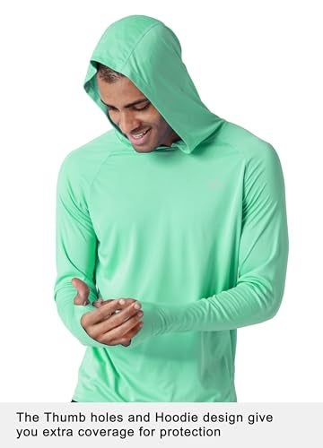 Willit Men's Sun Shirts UPF 50+ Rash Guard Long Sleeve Sun Protection Hoodie SPF UV Fishing Lightweight Athletic Running Light Green L - Image 2