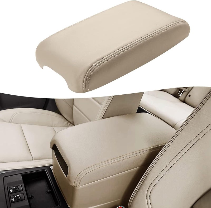 KBH غطاء مسند الذراع لوحدة التحكم المركزية البديل من Auto Center لسيارة Toyota Camry 2012 2013 2014 2015 2016 2017، تقليم جلد الفينيل، غطاء استبدال مسند الذراع للسيارة، لون عاجي بيج (بدون غطاء) - Image 1