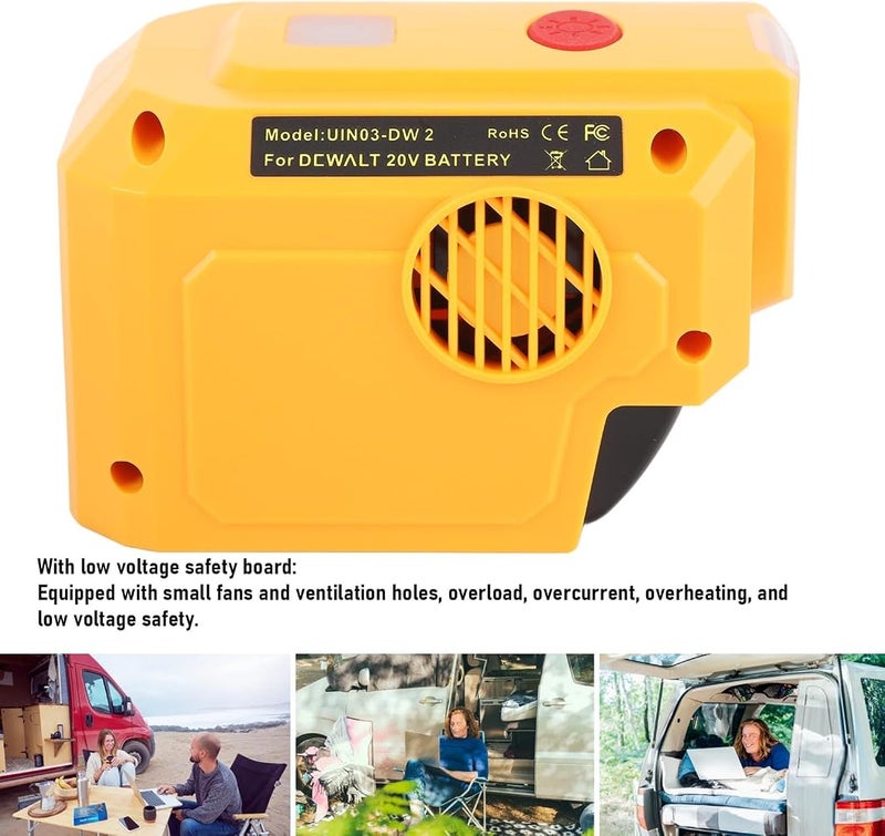 Bewinner 200W Portable Inverter for 18V Battery, Power Converter with 200LM LED Light, USB Type C AC Output for 205 Camping Emergency - Image 3