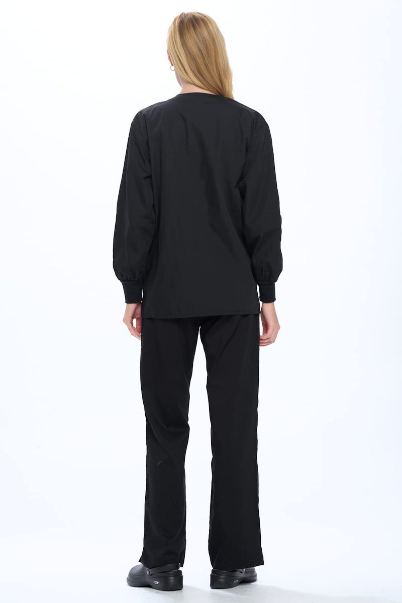 Natural Uniforms Warm Up Scrub Jacket-Black-X-Large - Image 4
