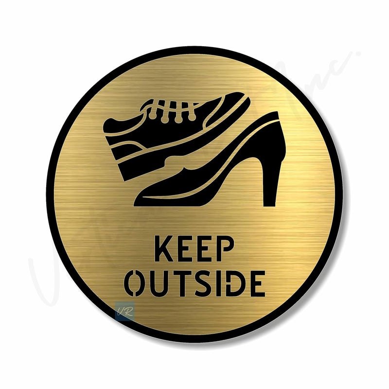 Vertical Root Inc ®Premium Brush Gold Finish Acrylic Keep Outside Door Sign Easy to Mount Self-Adhesive Tape Signage for Hotel Office Resort Society Corporate Business. - Image 1