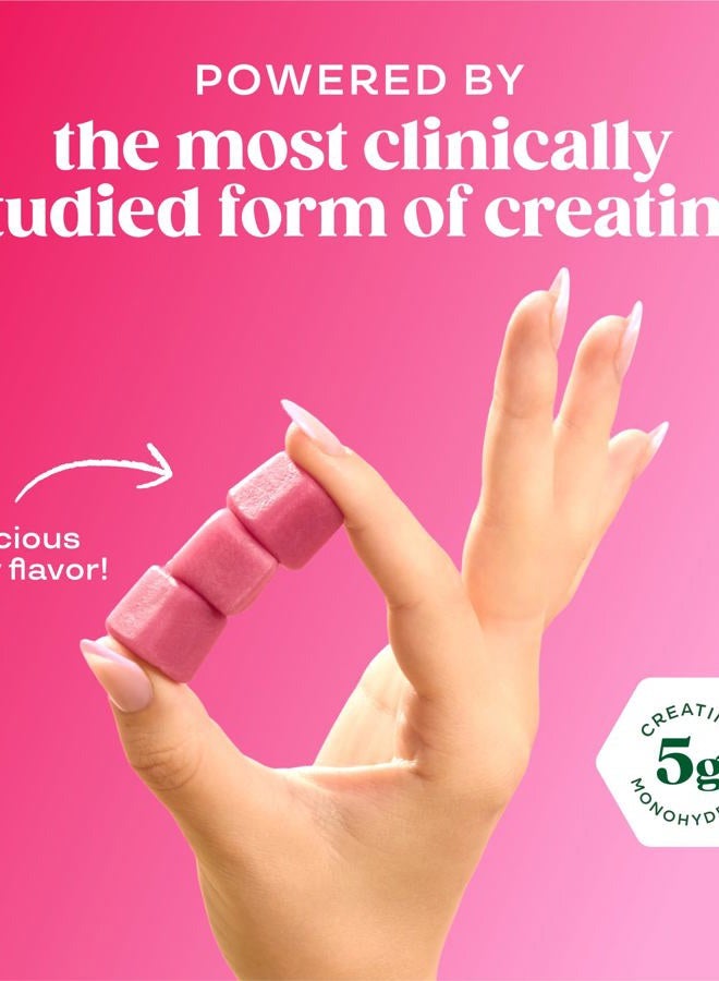 Bloom Nutrition حلوى كرياتين مونوهيدرات بلوم، 5 جرام لكل حصة، حلوى كرياتين خالية من السكر للتمرين، القوة، الصحة المعرفية ودعم العضلات النحيفة، خالية من الغلوتين وغير معدلة وراثياً، Berry Boost، 36 حلوى، 12 SVG - Image 3