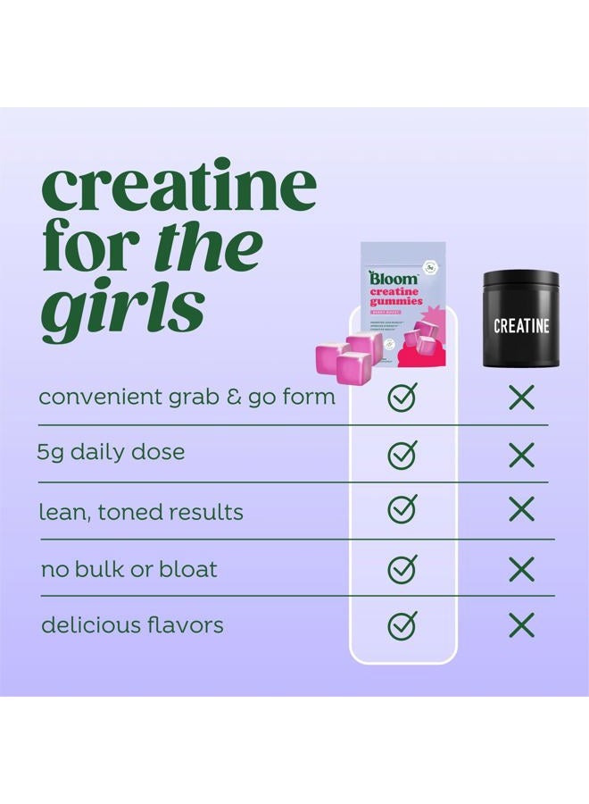 Bloom Nutrition حلوى كرياتين مونوهيدرات بلوم، 5 جرام لكل حصة، حلوى كرياتين خالية من السكر للتمرين، القوة، الصحة المعرفية ودعم العضلات النحيفة، خالية من الغلوتين وغير معدلة وراثياً، Berry Boost، 36 حلوى، 12 SVG - Image 5