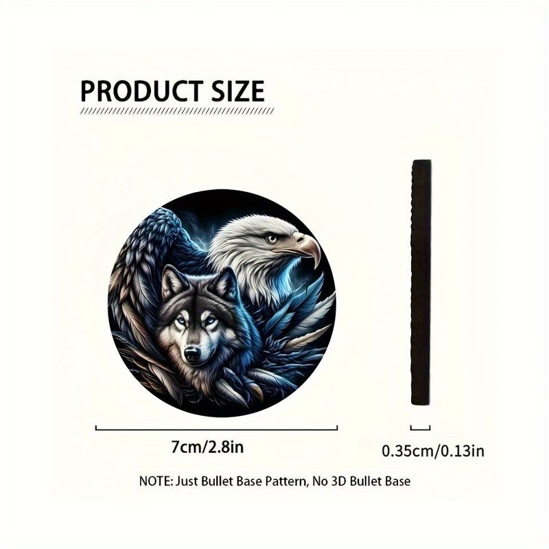 2pcs Eagle Wolf Car Coasters Easy Clean Cup Holders Artistic Durable Gift for Home Office Desk - Image 2