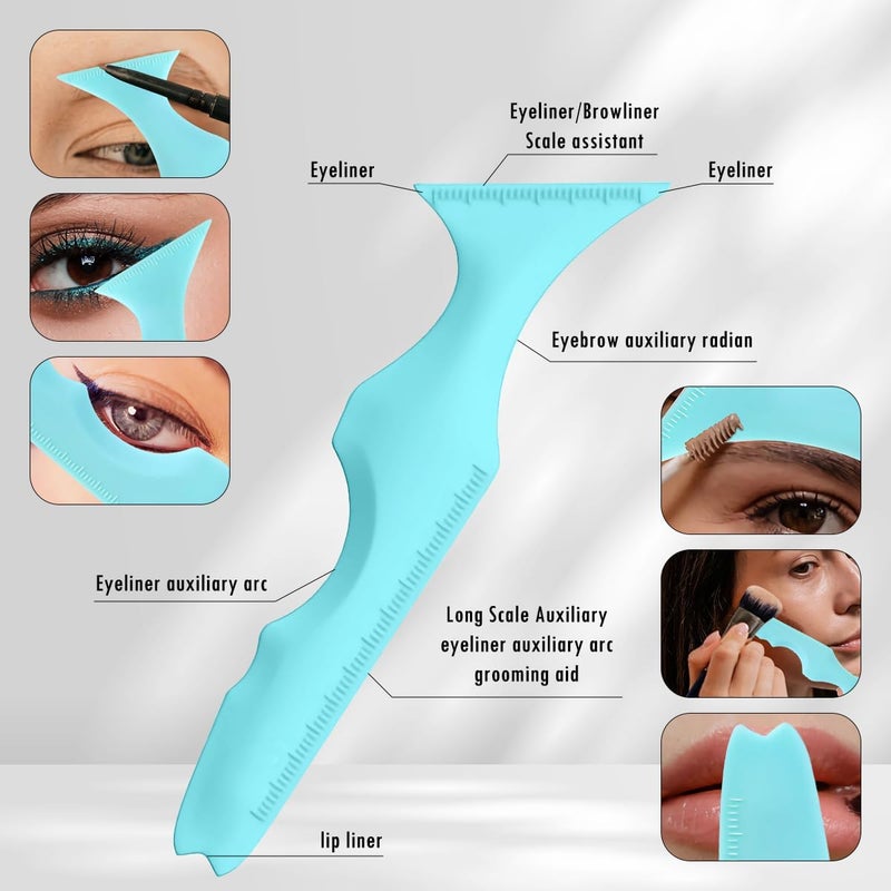 OneNine Reusable Silicone Winged Tip Eyeliner Stencil - Multi-Purpose Makeup Aid for Eyeshadow, Eyelash Shield, Eyebrow Shaping, Jaw Line, Lip Line - Beginner-Friendly Guide - Image 5