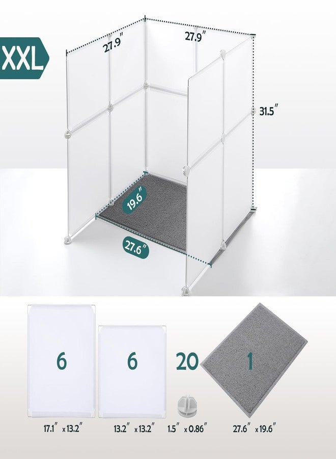 MEEXPAWS Cat Litter Box Enclosure Splash Guard XXL 27.9L × 27.9W x 31.5H inch, Light Weight Plastic Sheets with Cat Litter Mat Easy Clean (White) - Image 5