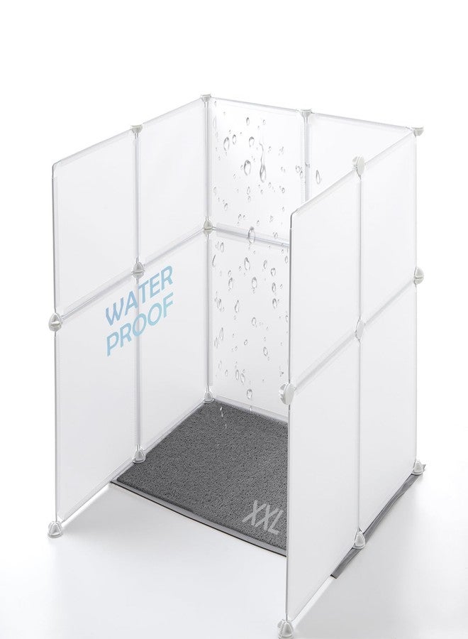 MEEXPAWS Cat Litter Box Enclosure Splash Guard XXL 27.9L × 27.9W x 31.5H inch, Light Weight Plastic Sheets with Cat Litter Mat Easy Clean (White) - Image 1