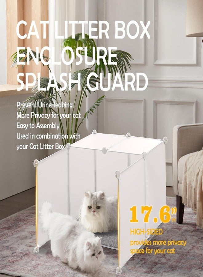 MEEXPAWS Cat Litter Box Enclosure Splash Guard XXL 27.9L × 27.9W x 31.5H inch, Light Weight Plastic Sheets with Cat Litter Mat Easy Clean (White) - Image 2