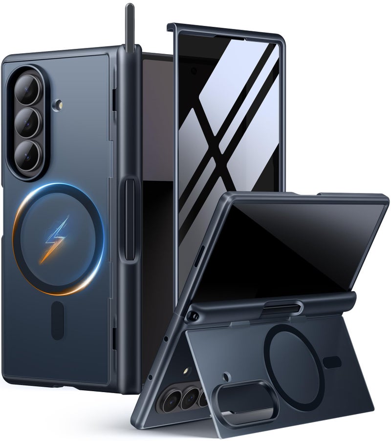 MOBOSI for Z Fold 7 Case with Stylus Pen [Compatible with Magsafe][Built-in Kickstand & Privacy Screen Protector & Full Body Hinge Protection & Pen Slot] Slim&Thin for Samsung Galaxy Z Fold7, Black - Image 1