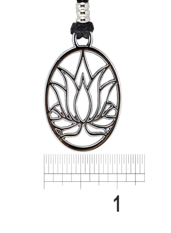 BlueRica Lotus Flower on Adjustable Black Cord Necklace - Image 4