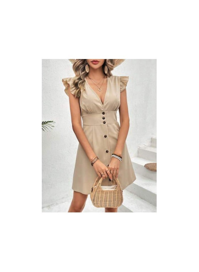 Shein SHEIN Frenchy Short Summer Dress beige - Image 3