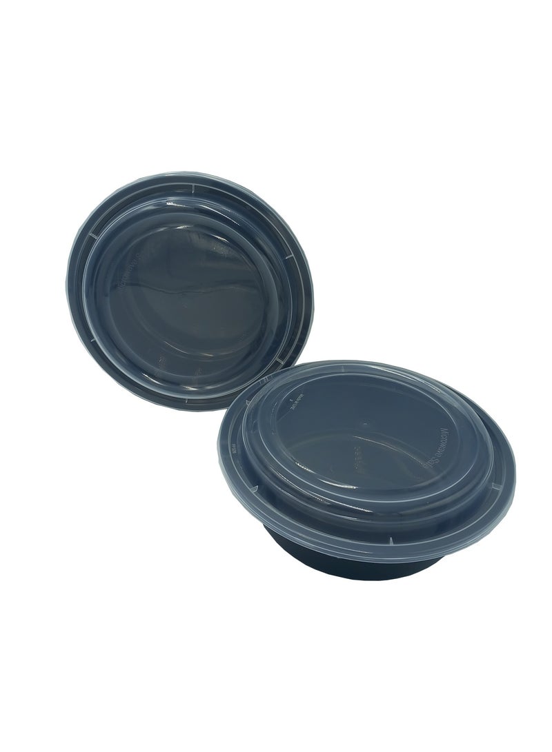 IDEAL PACK Black Base Round Microwavable Container With Lid 5 PCS - Image 2