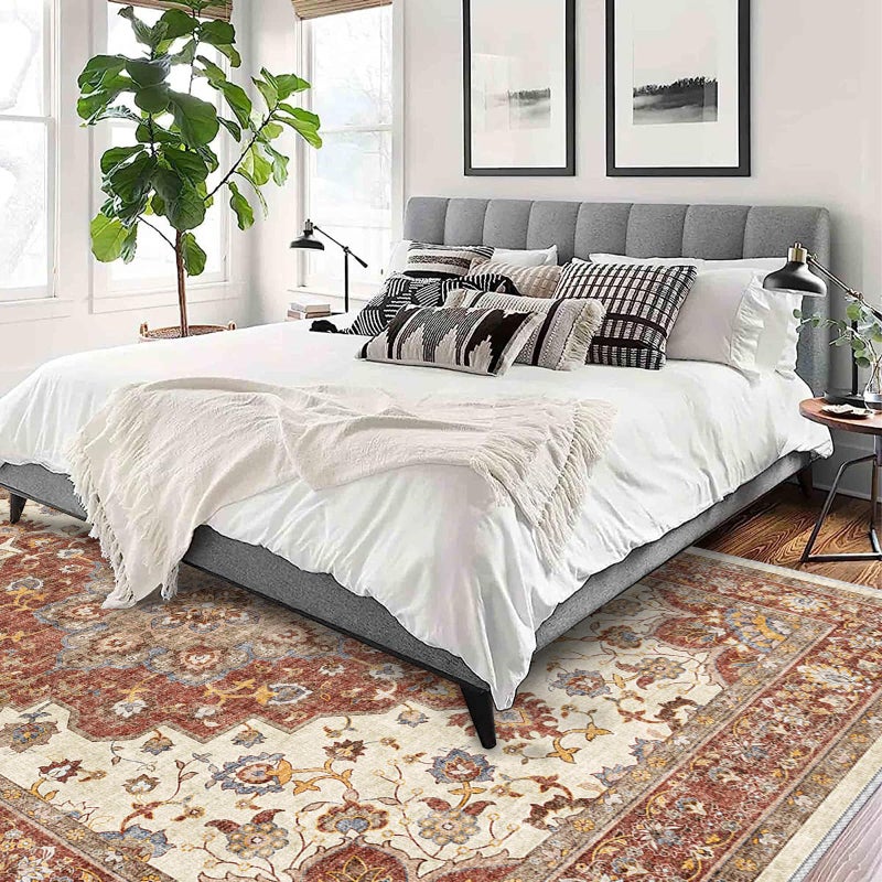 TOPRUUG Washable Oriental Area Rug - 9x12 Rugs for Living Room Soft Carpet for Bedroom Waterproof Floral Distressed Indoor Stain Resistant Non-Shedding Floor Carpets (Red, 9x12) - Image 4