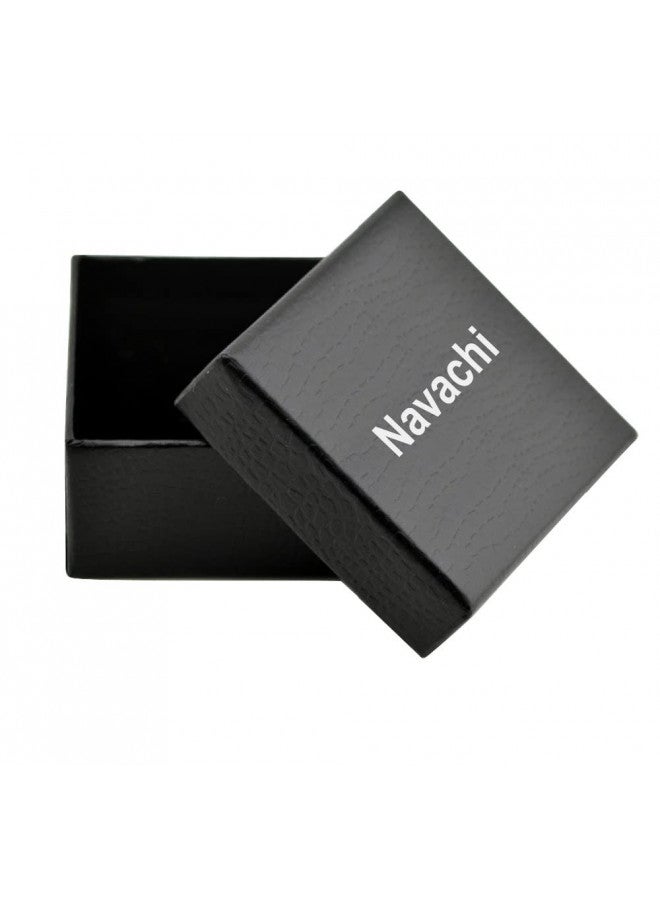 Navachi 18k Gold Plated White Crystal White Black Enamel Leaves Flower Az1141 Omega Back Earrings - Image 1