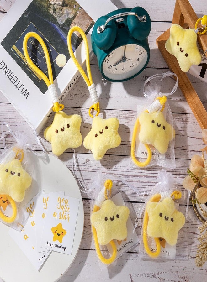 تونديامو مجموعة تونديمو من 12 سلسلة مفاتيح على شكل نجمة، سلاسل مفاتيح قطيفة لطيفة على شكل وجه مبتسم، هدية رائعة لعيد الميلاد للطلاب والفصول الدراسية - Image 4