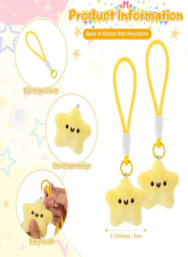تونديامو مجموعة تونديمو من 12 سلسلة مفاتيح على شكل نجمة، سلاسل مفاتيح قطيفة لطيفة على شكل وجه مبتسم، هدية رائعة لعيد الميلاد للطلاب والفصول الدراسية - Image 2