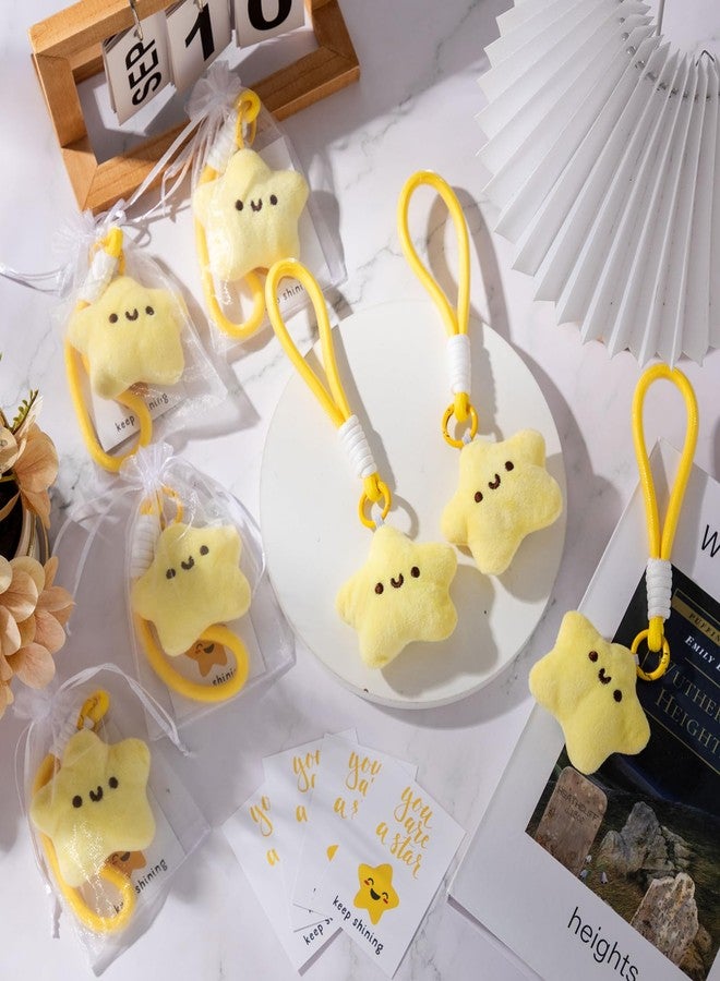 تونديامو مجموعة تونديمو من 12 سلسلة مفاتيح على شكل نجمة، سلاسل مفاتيح قطيفة لطيفة على شكل وجه مبتسم، هدية رائعة لعيد الميلاد للطلاب والفصول الدراسية - Image 5