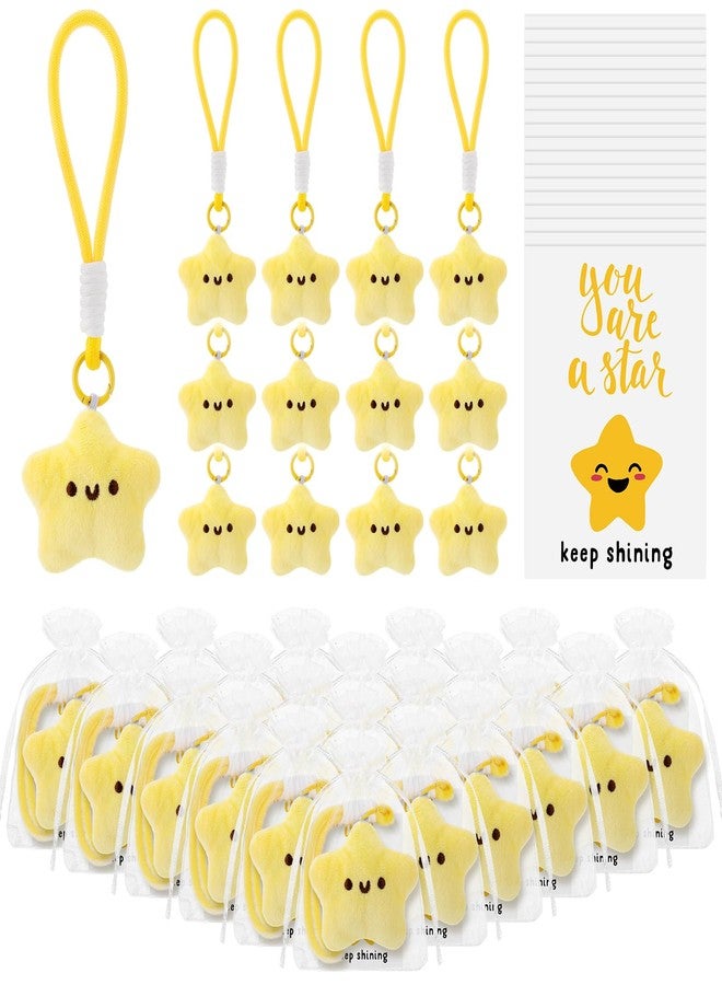 تونديامو مجموعة تونديمو من 12 سلسلة مفاتيح على شكل نجمة، سلاسل مفاتيح قطيفة لطيفة على شكل وجه مبتسم، هدية رائعة لعيد الميلاد للطلاب والفصول الدراسية - Image 1
