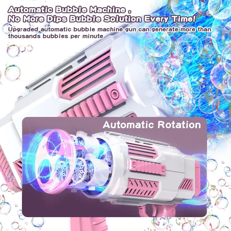 BOMOCO Bubble Machine Automatic Bubble Gun with Bubble Refill Solution Bubbles Kids Toys for Girls Boys 3 4 5 6 7 8 9 10 11 12 Years Old Summer Fun Outdoor Toy Birthday Party Christmas FavorsNo Dip - Image 3