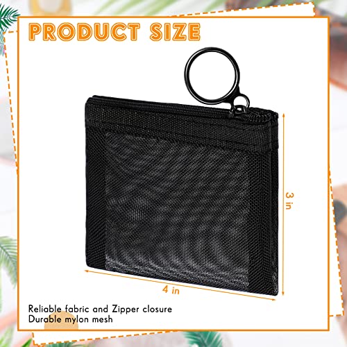 Jexine 30 Pieces Mini Zipper Mesh Bags Nylon Small Zipper Pouch Mini Pouch Portable Beauty Purse Mesh Coin Purse for Travel Home Keychain Holder Makeup Cosmetic Storage4 x 3 InchesBlack - Image 3