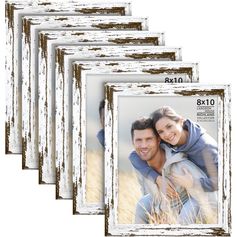 Langdon House 8x10 Picture Frames Distressed White 6 Pack Farmhouse Style Richland Collection