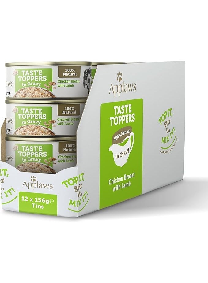 Applaws Taste Topper in Gravy Chicken Breast with Lamb Dog Food 156 grams Can,(Pack of 12) - Image 1