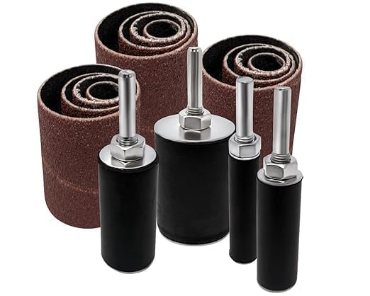 LINE10 Tools 16pk Sanding Drum and Sleeves Set, Spindle Sander Attachment for Drill and Drill-Press, Die-Grinder, 2-inch Extra Long Surface, 1/4-inch Shank - Image 2