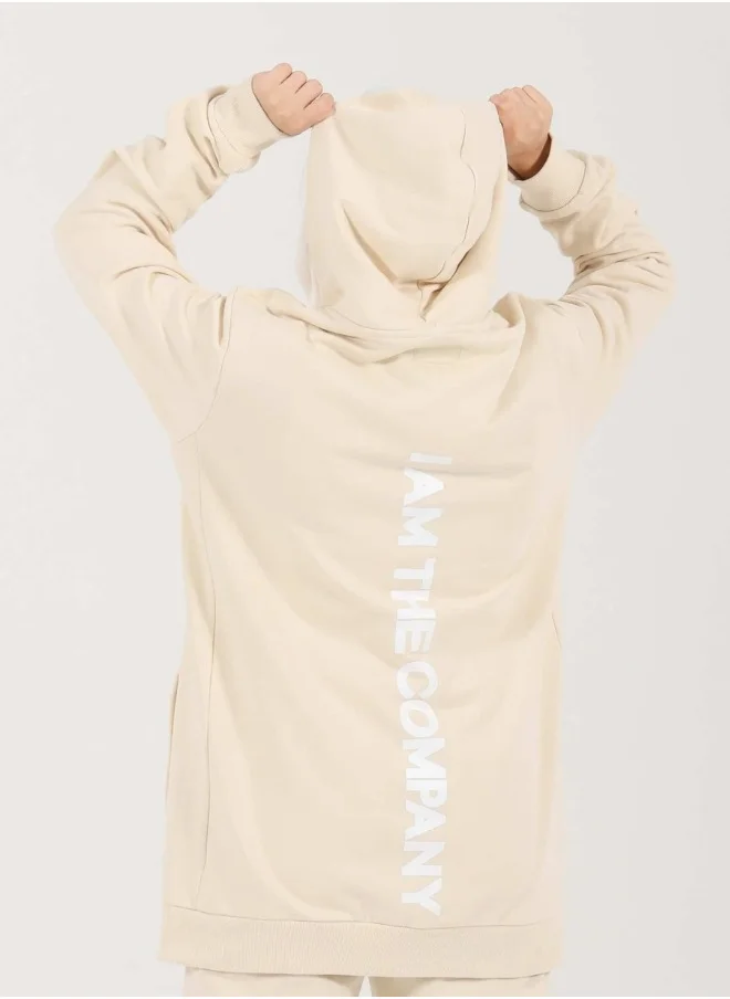 اي ام ذا كومباني UNISEX HOODIE - BEIGE & WHITE