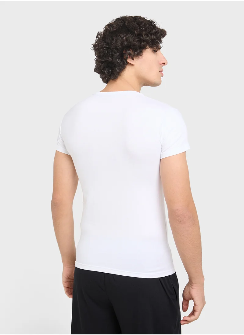 امبوريو ارماني Beachwear Logo Crew Neck T-Shirt