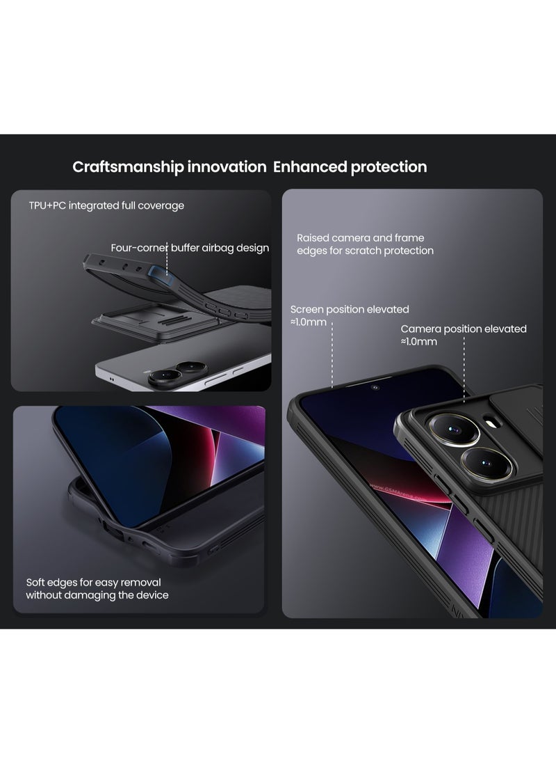 ماركة غير محددة - لجراب Xiaomi POCO X7 Pro، غطاء منزلق لحماية عدسة الكاميرا، واقي صدمات من مادة TPU+PC، غطاء هاتف محمول مقاوم لبصمات الأصابع، نحيف ومتين لحماية مثالية. - Image 1