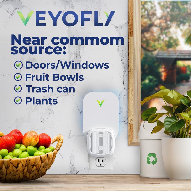 VEYOFLY Fly Trap Indoor, Fruit Fly Traps for Indoors Flying Insect (2 Device + 6 Refills) Gnat Traps for House Indoor, Bug Zapper Indoor, Gnat Killer Catcher & Fruit Fly Killer Light Plug in - Image 3
