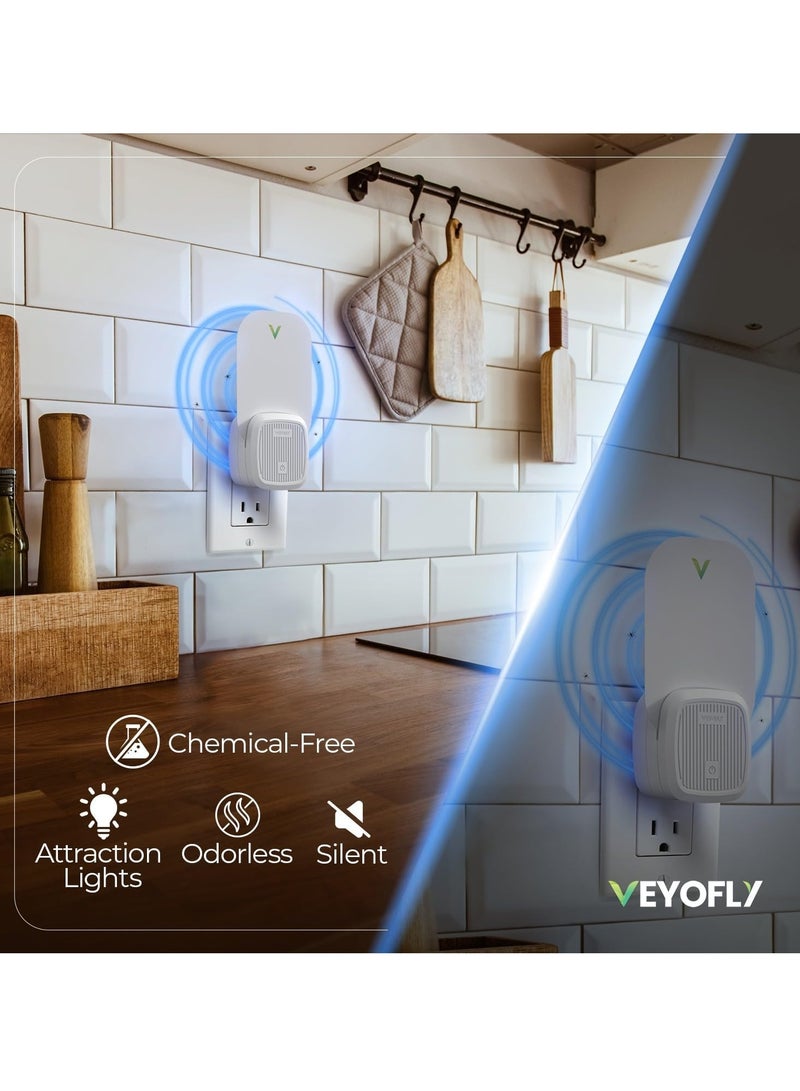 VEYOFLY Flying Insect Trap, Insect Catcher, Indoor Fly Trap, Safer Home, Fruit Fly Traps for Gnat, Moth, Mosquito, Bug Light Plug in Insect Killer (2 Device + 6 Glue Cards) - Image 5
