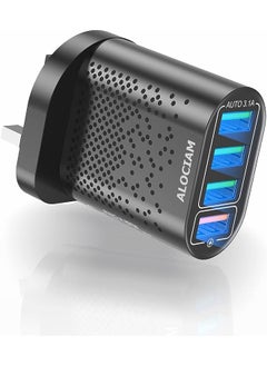 ALOCIAM C Charger Plug Block, 48W 4 Port USB Wall GaN Charger Adaptor, QC3.0 GaN Fast Charging Adapter for iPhone, Pixel, Ipad, Samsung, LG, Moto, Android Phones And More  - Image 1
