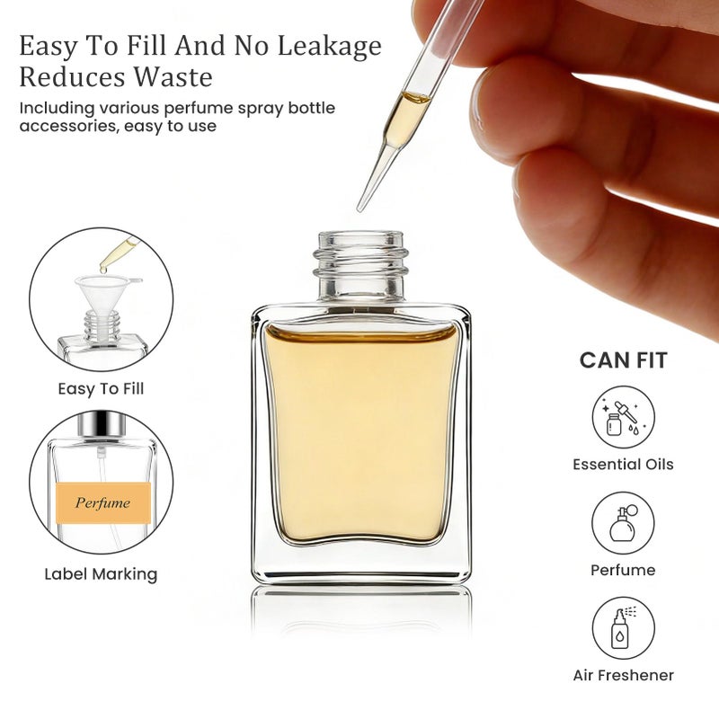 Easytle 30 Pack 15 ML Glass Perfume Bottles Clear Portable Perfume Spray Bottle Empty Perfume Container Travel Refillable Mini Fine Mist Sprayer Atomizer (80 Pcs Labels, 10 Funnels, 10 Dropper, 10 Dispenser) - Image 4