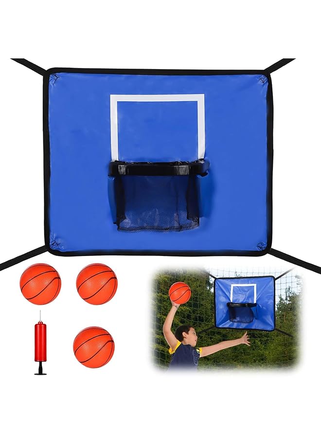 KASTWAVE Trampoline Basketball Hoop Goal Kit Trampoline Basketball Attachment With Enclosure 3 Mini Balls And 1 Pump For Kids Adults Indoor Outdoor Play Game Easy To Install - Image 1
