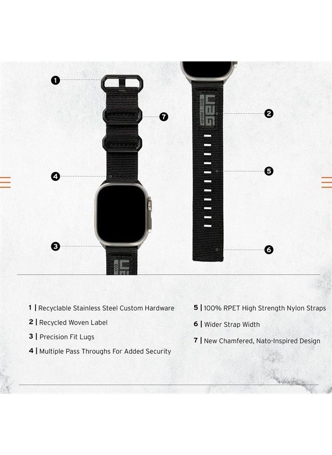 Urban Armor Gear - UAG Compatible with Apple Watch Band 49/45/44/42mm for iWatch Series Ultra/SE2/8/1-7/SE Nato Eco Graphite/Black (New Edition) High Strength Nylon Sport Adjustable Replacement Strap by URBAN ARMOR GEAR - Image 1