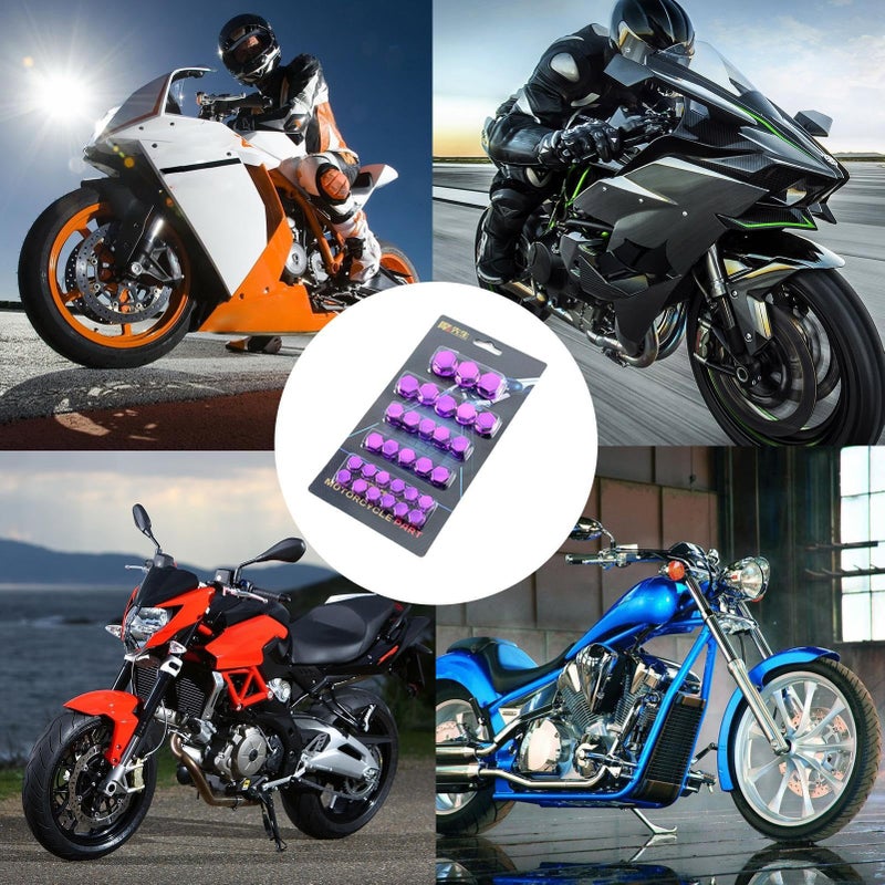 Purple Motorcycle Engine Nut Bolt Covers 30PCS Set Rustproof Decorative Screw Covers - Image 4