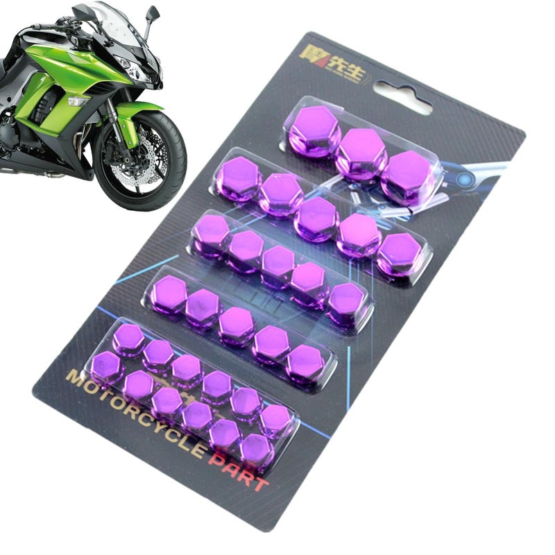 Purple Motorcycle Engine Nut Bolt Covers 30PCS Set Rustproof Decorative Screw Covers - Image 2