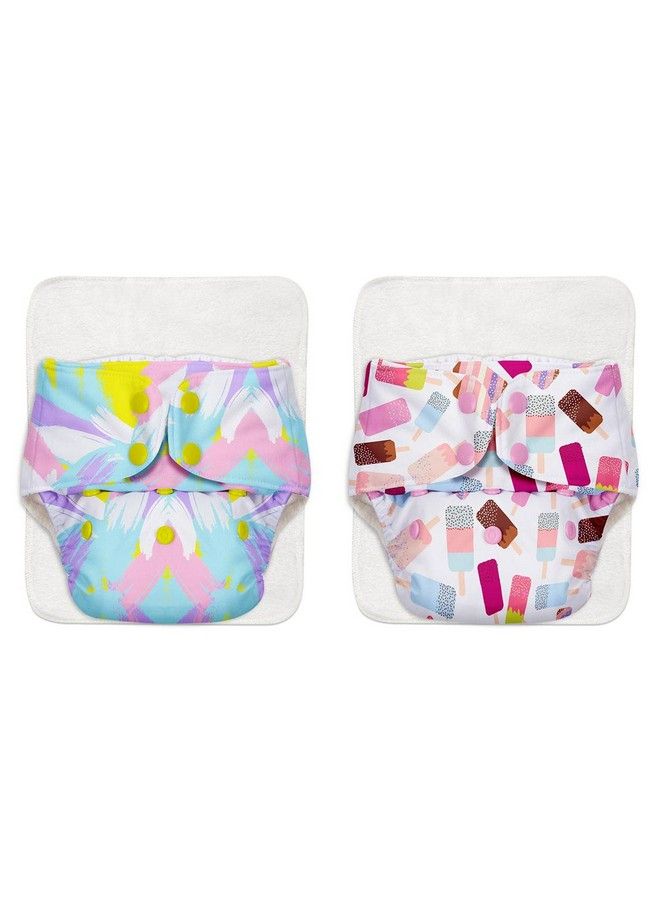 Superbottoms Basic Assorted Pack Of 4 (2 Shell + 2 Insert) Cloth Diaper For Baby ;Washable & Reusable Cotton Cloth Diaper ;0 3 Years ;Freesize & Adjustable ;Reduces Rash ; With Quick Dry Pad;Insert - Image 1