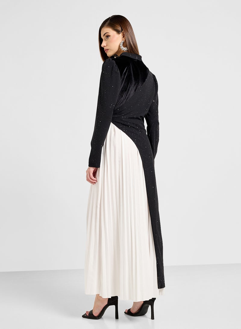 ايلا فستان بلونين متباينين مع تفاصيل ربطة - Image 2