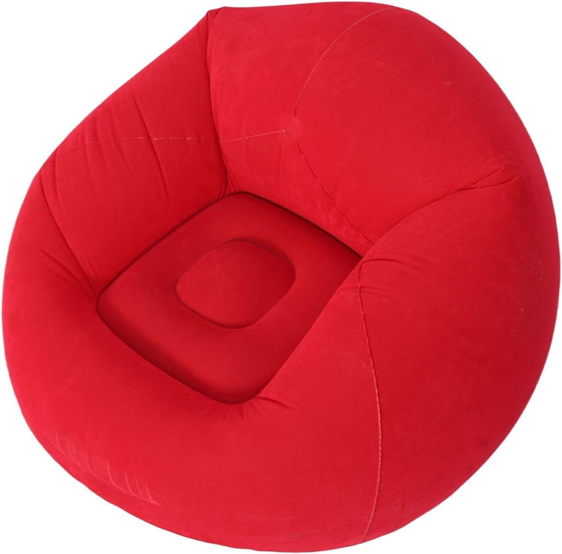 Inflatable Chair Blow up Seat Gaming Lounger Ergonomic Blow Up Couch Air Lazy Sofa Camping Garden Stylish Design for Indoor and Outdoor (Red) - Image 1