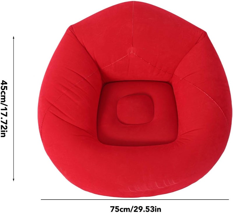 Inflatable Chair Blow up Seat Gaming Lounger Ergonomic Blow Up Couch Air Lazy Sofa Camping Garden Stylish Design for Indoor and Outdoor (Red) - Image 2