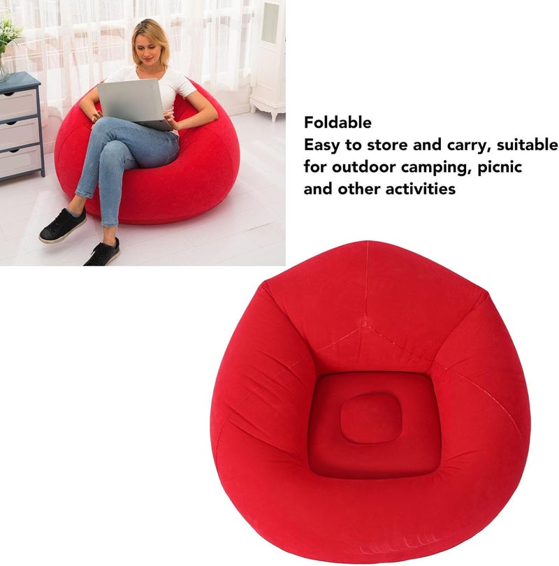 Inflatable Chair Blow up Seat Gaming Lounger Ergonomic Blow Up Couch Air Lazy Sofa Camping Garden Stylish Design for Indoor and Outdoor (Red) - Image 3