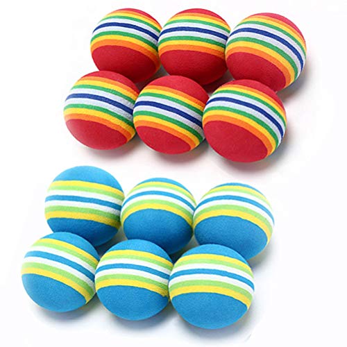 VOVIGGOL 12 Pack 2 Color Rainbow Cat Toy Balls Soft EVA Foam Interactive Indoor Kittens Favorite Toys 138 Dia Small Dogs Puppies Toy Balls Bulk Activity Chase Quiet Play Sponge Ball - Image 1