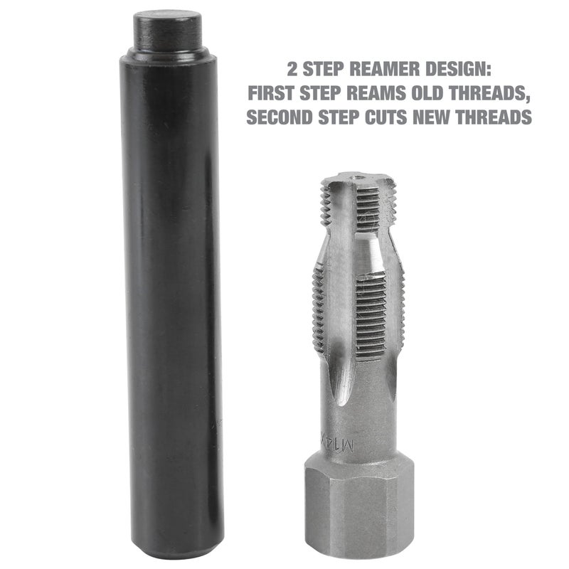 OEMTOOLS 25647 5-Piece Spark Plug Saver, M14-1.25 Thread Reamer and Thread Inserts, Includes 3 Thread Inserts, 1 Reamer, & 1 Swaging Tool - Image 3