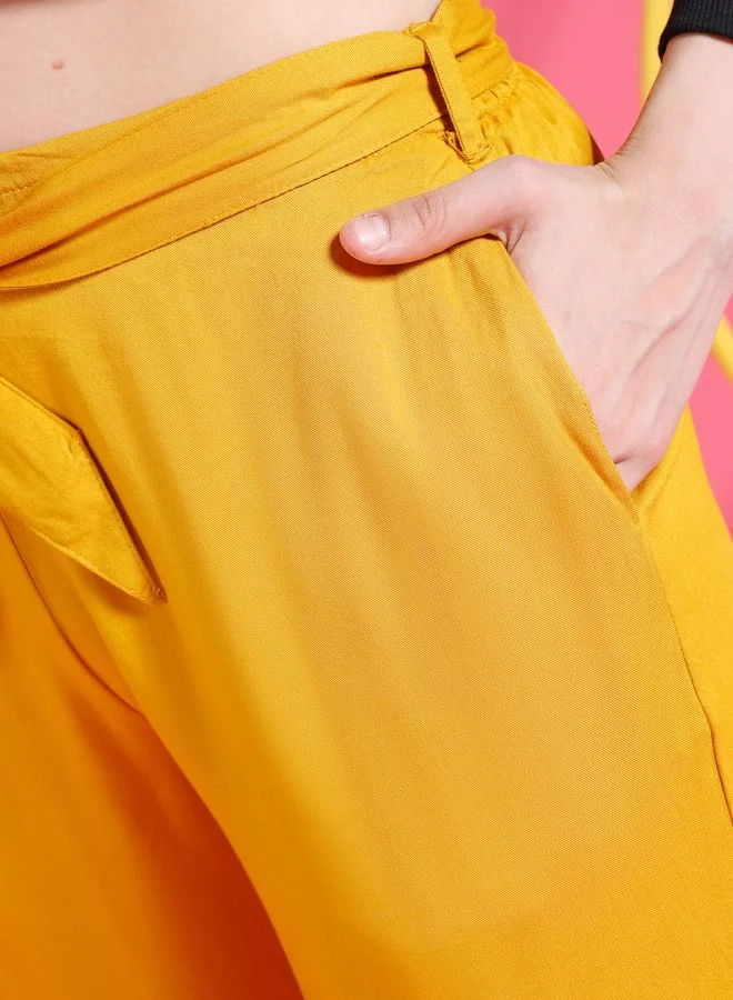 Freehand  Women Flared Solid Mid-Rise Pants for Women | Best Price UAE