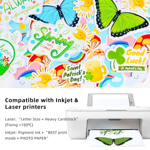QYH Printable Vinyl Sticker Paper for Printer, 240 Sheets White Waterproof, Glossy Bulk Sticker Paper for Small Business, Compatible with Cricut & Inkjet/Laser Printers - 8.5x11 - Image 5