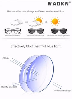 WAOKN Blue Light Blocking Sunglasses Anti UV and Glare Blue Light Filter Computer Glasses Round Color Changing Eyewear for Men Women , Anti Eye Eyestrain UV 400 Protection Reading Gaming Glasses  - Image 3