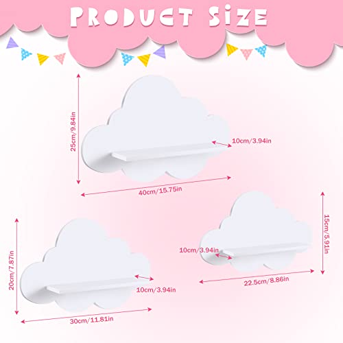 Tatuo 3 Pcs Floating Cloud Shelves for Wall White Wavy Small Floating Shelves for Bathroom Living Room Bedroom Corner Nursery Decor - Image 3